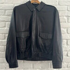 Men’s Leather Bomber Jacket, XL